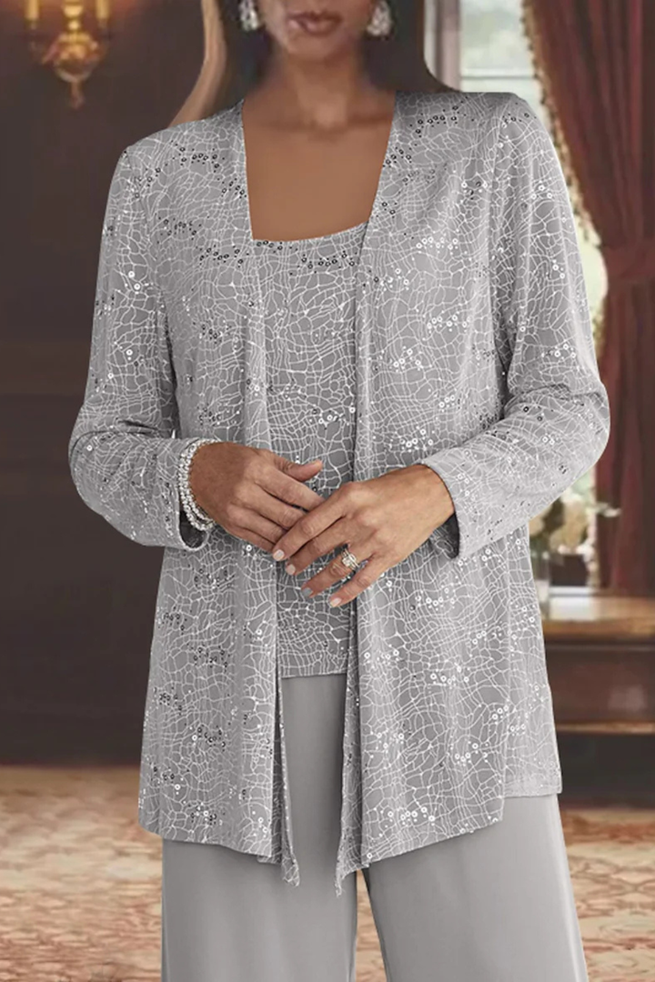 Elegant Three-Piece Evening Flowing Set for Women