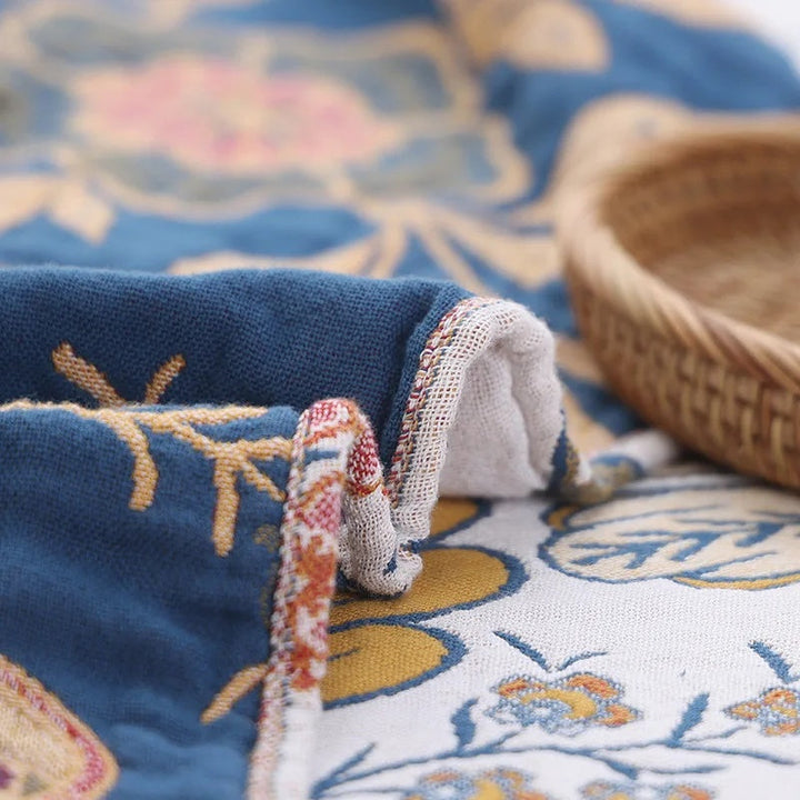 Cotton Sofa Throw - Reversible Floral Print