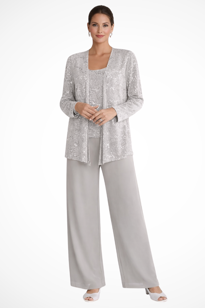 Elegant Three-Piece Evening Flowing Set for Women