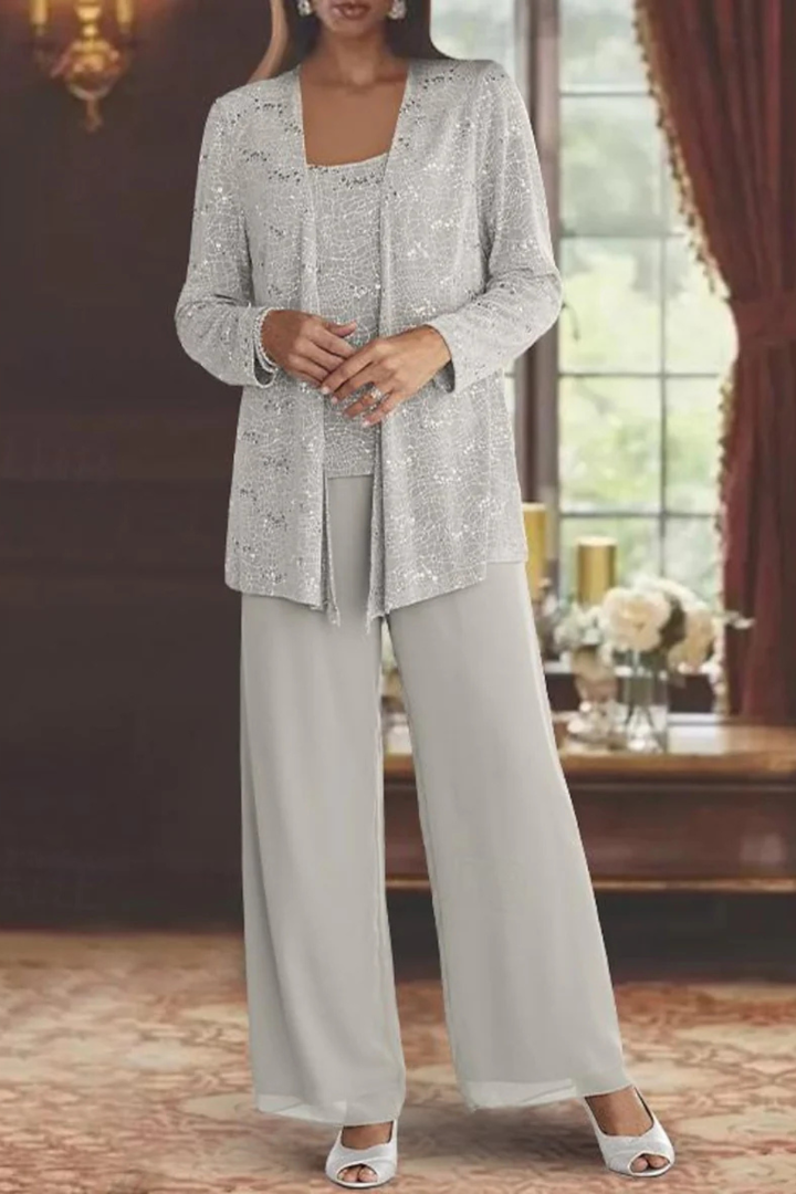 Elegant Three-Piece Evening Flowing Set for Women