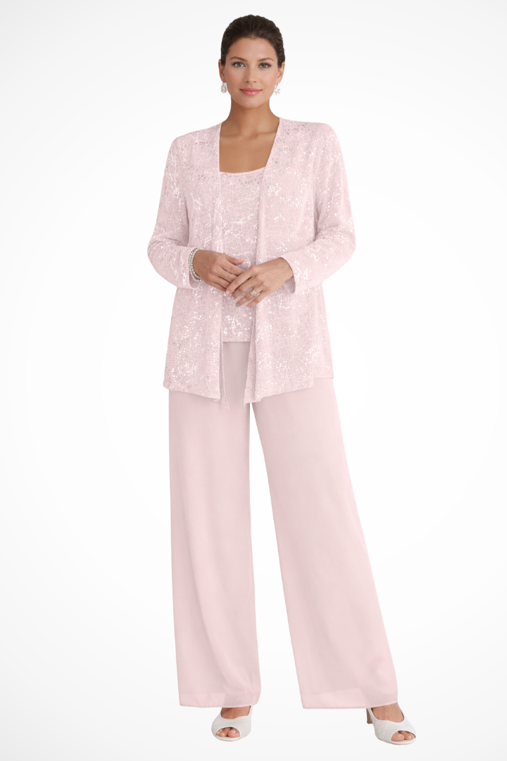 Elegant Three-Piece Evening Flowing Set for Women