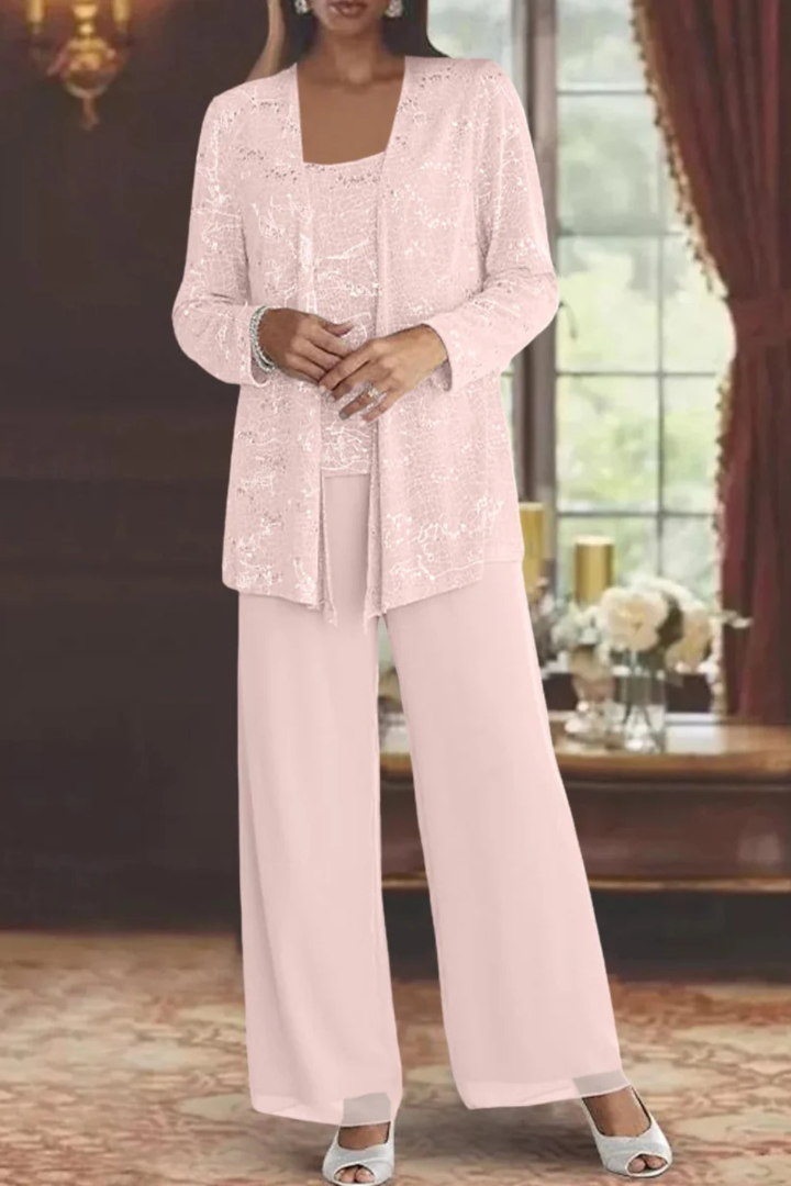 Elegant Three-Piece Evening Flowing Set for Women