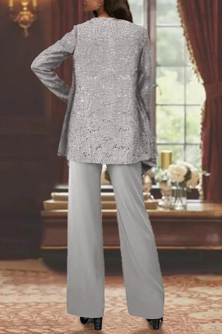 Elegant Three-Piece Evening Flowing Set for Women