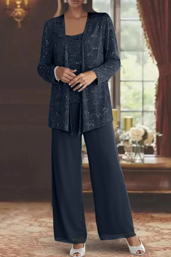 Elegant Three-Piece Evening Flowing Set for Women