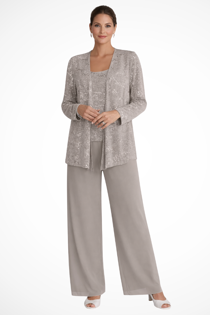 Elegant Three-Piece Evening Flowing Set for Women