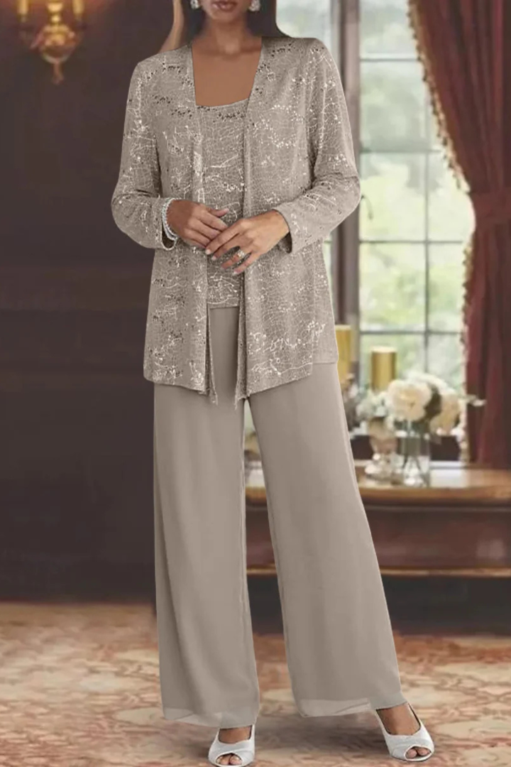 Elegant Three-Piece Evening Flowing Set for Women