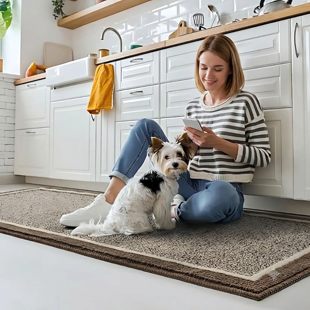 Kitchen Floor Mat - Striped Border Runner