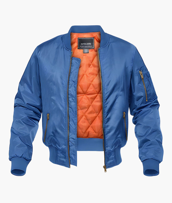 Men's Bomber Jacket - Zip Front Ribbed Trim