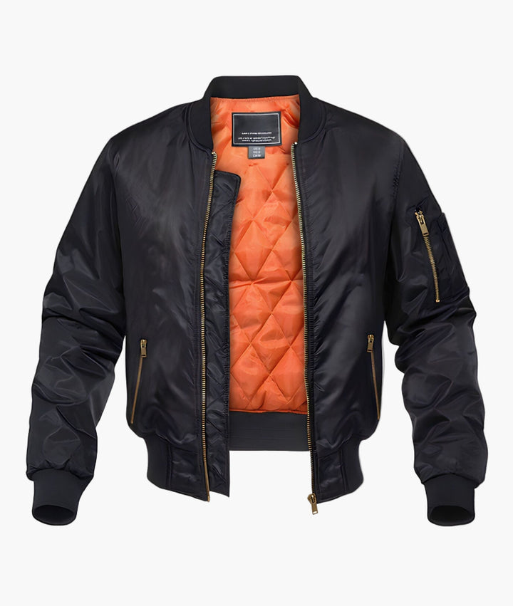 Men's Bomber Jacket - Zip Front Ribbed Trim