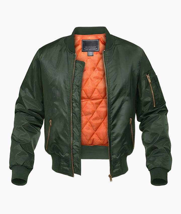 Men's Bomber Jacket - Zip Front Ribbed Trim