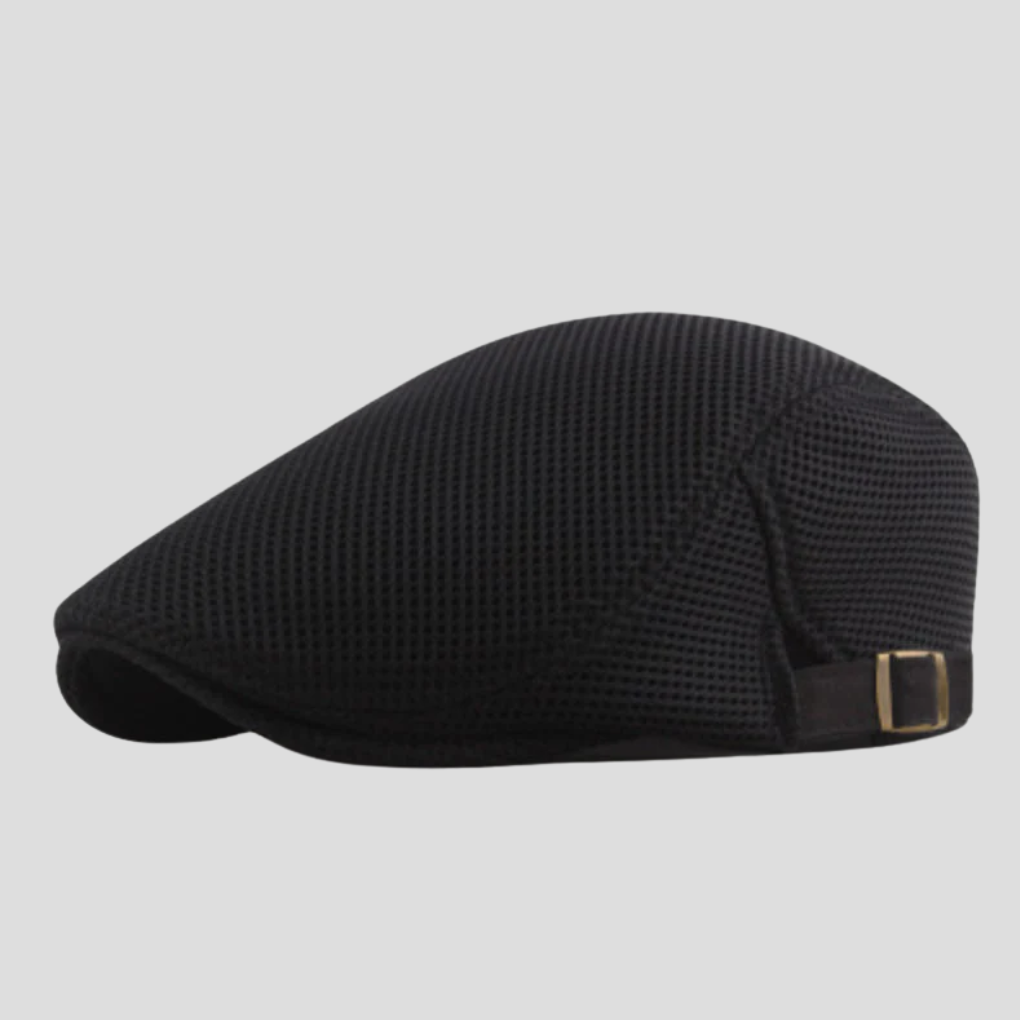 Men's Flat Cap - Mesh Panel Adjustable Newsboy