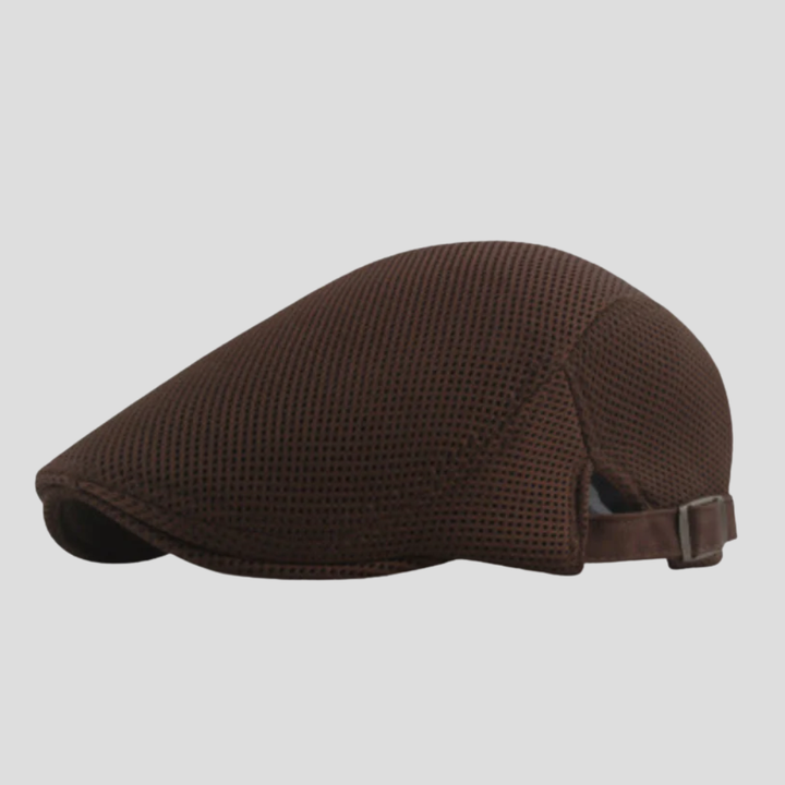 Men's Flat Cap - Mesh Panel Adjustable Newsboy