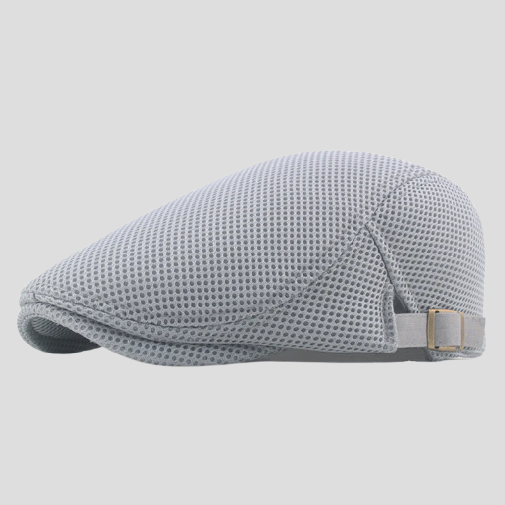 Men's Flat Cap - Mesh Panel Adjustable Newsboy