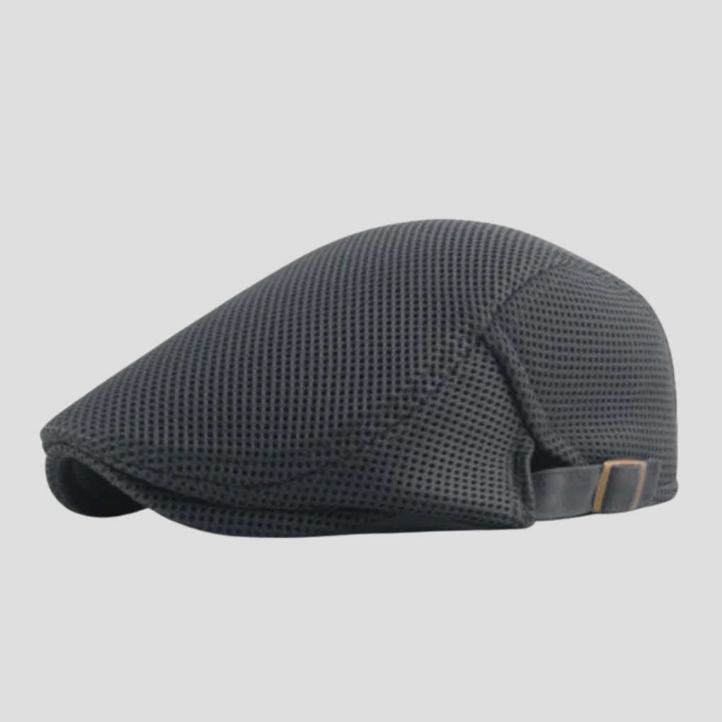 Men's Flat Cap - Mesh Panel Adjustable Newsboy