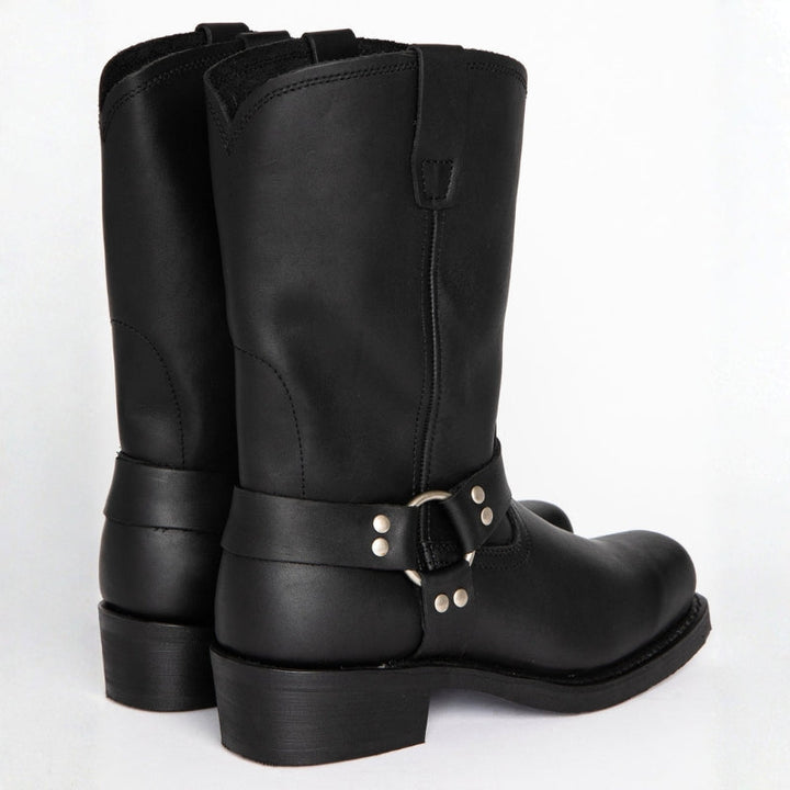 Men's Harness Cowboy Boots - Square Toe Mid-Calf Block Heel Western Boot