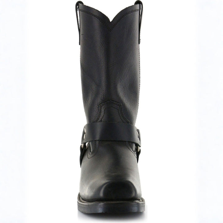 Men's Harness Cowboy Boots - Square Toe Mid-Calf Block Heel Western Boot