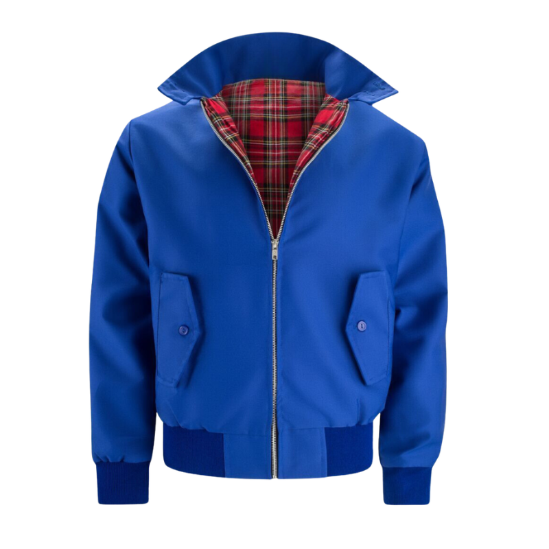 Men's Harrington Jacket - Tartan Lined Zip Up Bomber Coat
