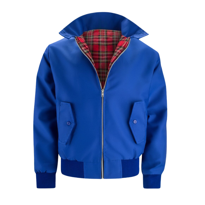 Men's Harrington Jacket - Tartan Lined Zip Up Bomber Coat