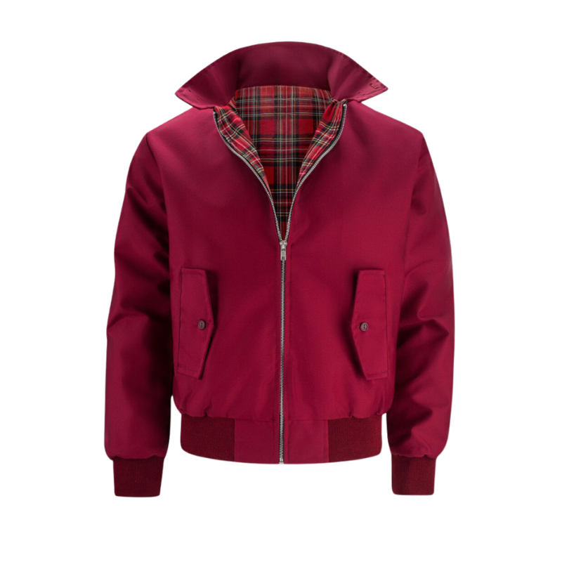 Men's Harrington Jacket - Tartan Lined Zip Up Bomber Coat