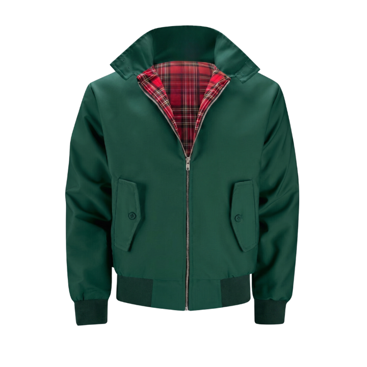 Men's Harrington Jacket - Tartan Lined Zip Up Bomber Coat