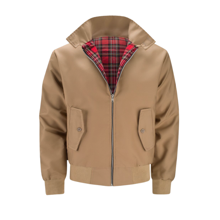 Men's Harrington Jacket - Tartan Lined Zip Up Bomber Coat