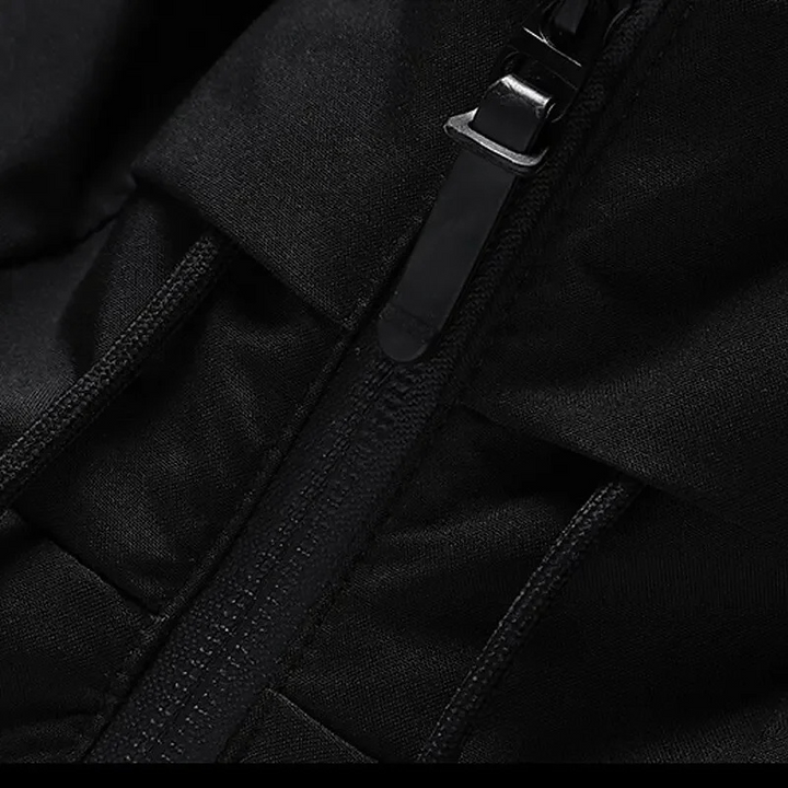 Men's Hooded Puffer Jacket - Drawstring Hood Zip Front