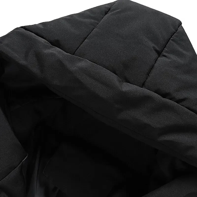 Men's Hooded Puffer Jacket - Drawstring Hood Zip Front