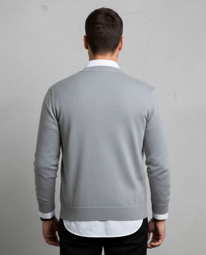 Men's Knit Button-Front Cardigan - V-Neck Long Sleeve