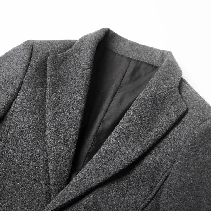Men's Mid-Length Overcoat - Notch Lapel Two Button Front