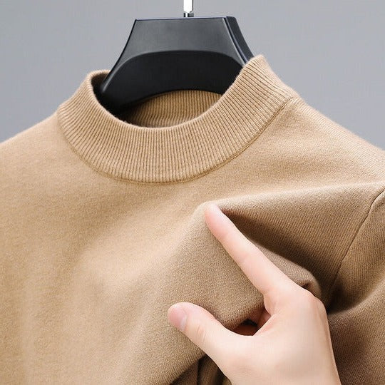 Men's Mock Neck Knit Sweater - Ribbed Collar Pullover
