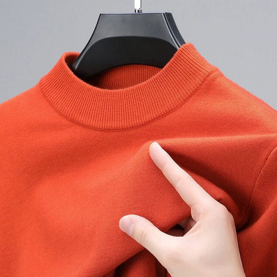 Men's Mock Neck Knit Sweater - Ribbed Collar Pullover