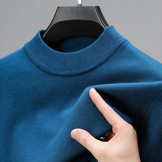 Men's Mock Neck Knit Sweater - Ribbed Collar Pullover