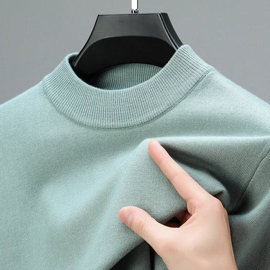 Men's Mock Neck Knit Sweater - Ribbed Collar Pullover