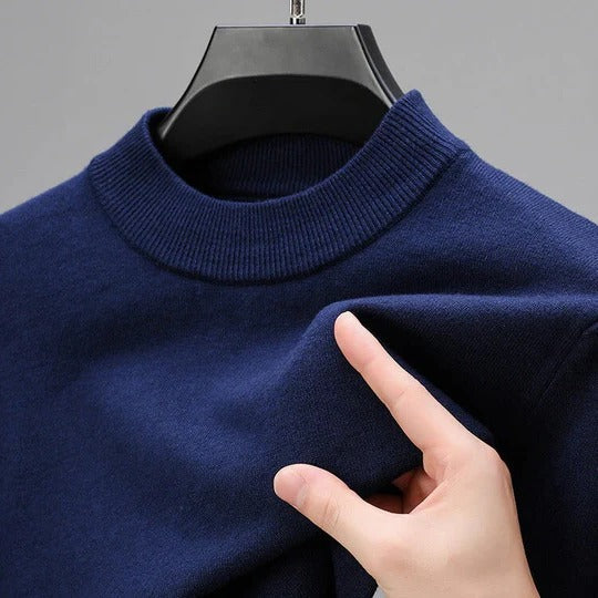 Men's Mock Neck Knit Sweater - Ribbed Collar Pullover