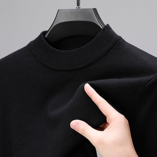 Men's Mock Neck Knit Sweater - Ribbed Collar Pullover