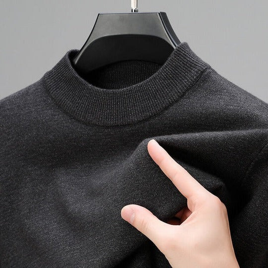 Men's Mock Neck Knit Sweater - Ribbed Collar Pullover