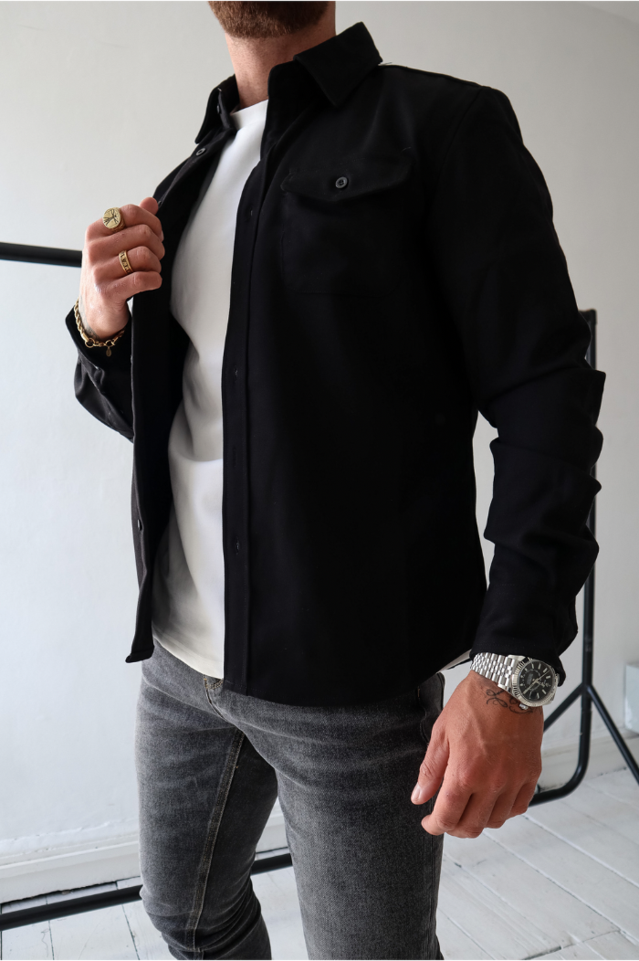 Men's Overshirt Long Sleeve - Snap Button Chest Pockets