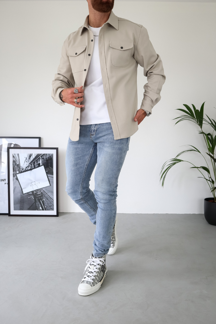 Men's Overshirt Long Sleeve - Snap Button Chest Pockets