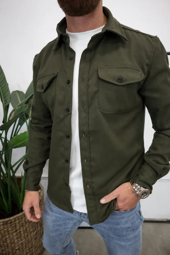 Men's Overshirt Long Sleeve - Snap Button Chest Pockets