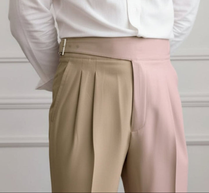 Men's Pleated Trousers - High Waist Side Adjuster