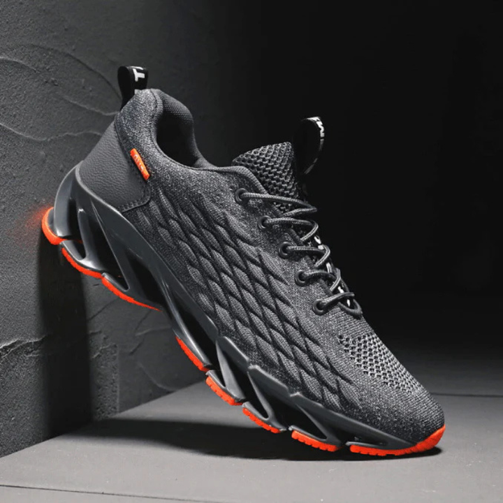 Men's Running Trainers - Lace Up Knit Blade Sole