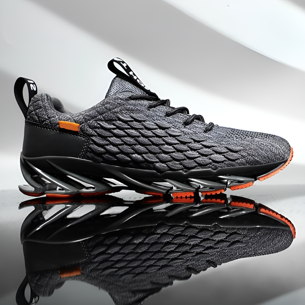 Men's Running Trainers - Lace Up Knit Blade Sole