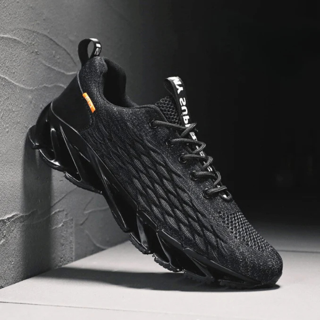 Men's Running Trainers - Lace Up Knit Blade Sole