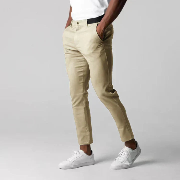 Men's Slim Fit Chino Trousers - Tapered Leg Ankle Length
