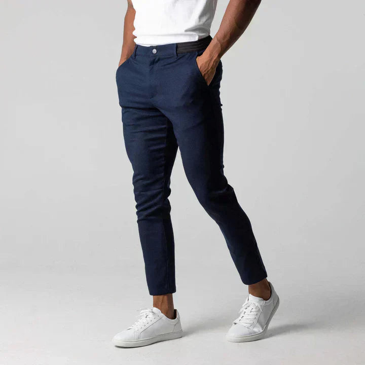 Men's Slim Fit Chino Trousers - Tapered Leg Ankle Length