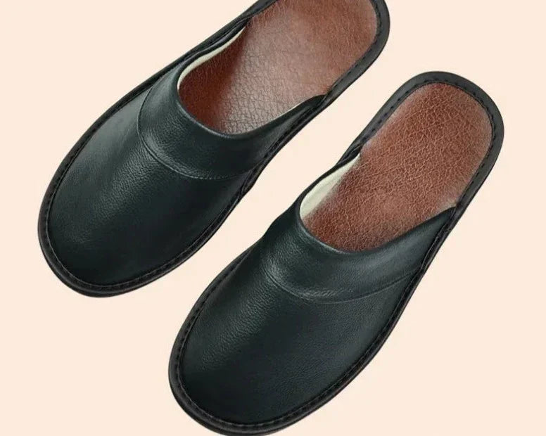 Men's Slip-On Mule Slippers - Closed Toe Flat Sole Shoes