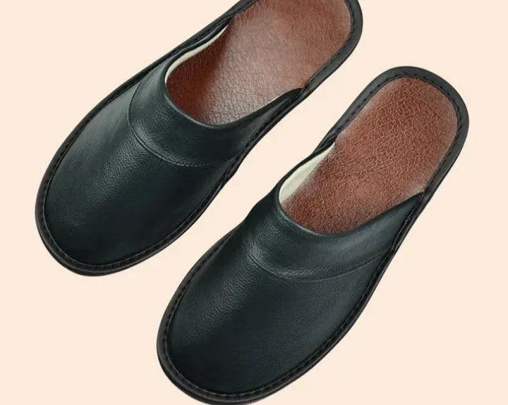 Men's Slip-On Mule Slippers - Closed Toe Flat Sole Shoes