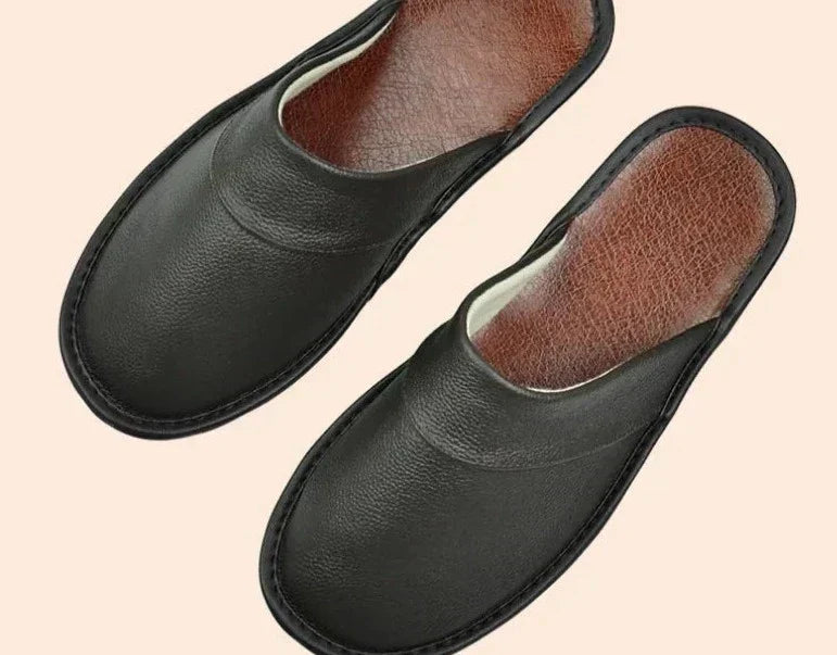 Men's Slip-On Mule Slippers - Closed Toe Flat Sole Shoes