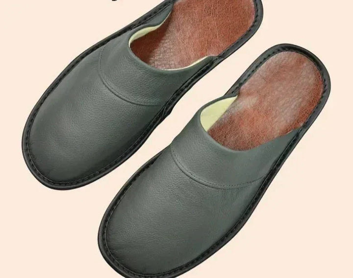 Men's Slip-On Mule Slippers - Closed Toe Flat Sole Shoes