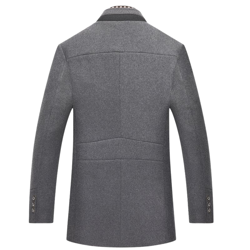 Men's Stand Collar Coat - Button Front Quilted Lining